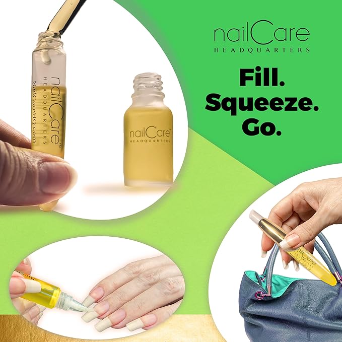 Nail Care Headquarters Refillable Empty Squeeze Cuticle Pens, perfect for holding Simply Pure Nail & Cuticle Oil - Gold Cap Single