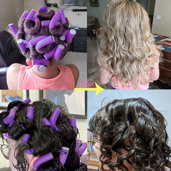 36PCS Flexible Curling Rods for Women, Twist Hair Rollers for Long and Short Hair, Foam Rollers with 2 Steel Pintail Combs