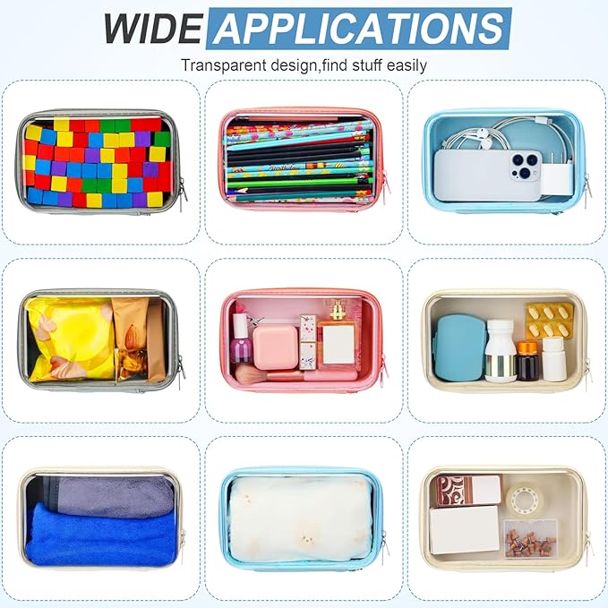 4 Pcs Hard Clear Zipper Case Hard Shell Plastic Pencil Case Large Transparent Pencil Box Portable Travel Organizer Toy Storage Bins for Home Office Cosmetics(Beige, Orange, Dark Blue, Green)