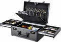 Barber Case with Clippers Sliding Tray, Profesional Barbers Briefcase Tool Case, Travel Barber Cases for Clippers and Supplies, Hair Scissors Trimmer Organizer, Salon Grooming Hard Suitcase