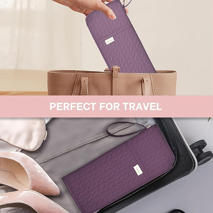 Hot Tools Organizer Heat Resistant Mat Case Hair Tools Holder Travel Bag Portable Hair Styling Tools Cover Pouch for Curling Iron,Flat Iron,Hair Straightener (Purple)