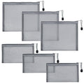 6 Pack Mesh Cosmetic Bags, Nylon Makeup Pouches with Zipper for Home Office Purse Diaper Bag (Grey)