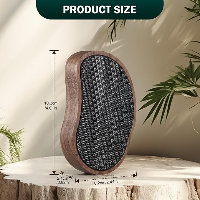 FVION Nano Glass Foot File with Bamboo Handle - Foot Scrubber Dead Skin Pumice Stone for Feet - The Ultimate Gentle Pedicure File Feet Callus Remover (Brown)
