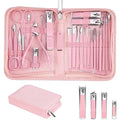 Nail Clippers Set, 26 Piece Manicure Set & Pedicure Kit, Stainless Steel Fingernail & Toenail Clipper Cutters, Professional Nail Care Tools with Luxurious Travel Case for Men and Women, Pink