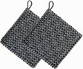 Eiyye Thick Crocheted Pot Holders, Handmade Hot Pads Crocheted Trivets for Kitchen hot Dishes(2-Pack), 8"x8" (Dark Grey)