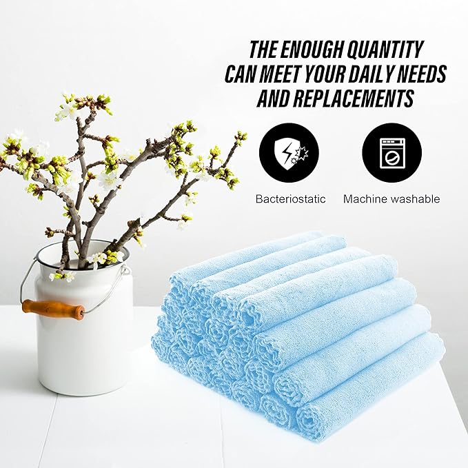 MOONQUEEN Ultra Soft Premium Washcloths Set - 12 x 12 inches - 72 Pack - Quick Drying - Highly Absorbent Coral Velvet Bathroom Wash Clothes (Aquamarine)