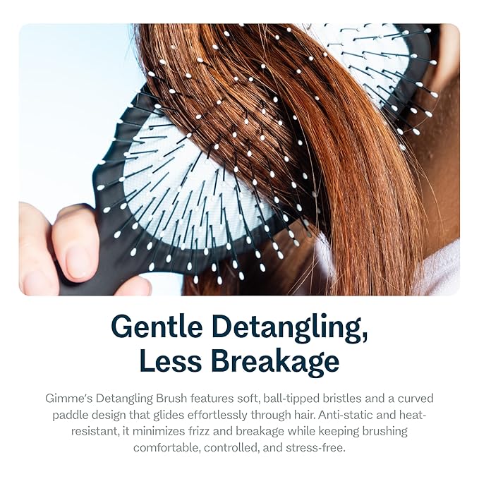 Gimme Beauty Detangling Brush - Curved Paddle Brush for Breakage-Free Detangling - Anti-Static & Frizz - Soft Glide with Ball-Tipped Bristles - Heat-Resistant Styling Tool - Fine Hair