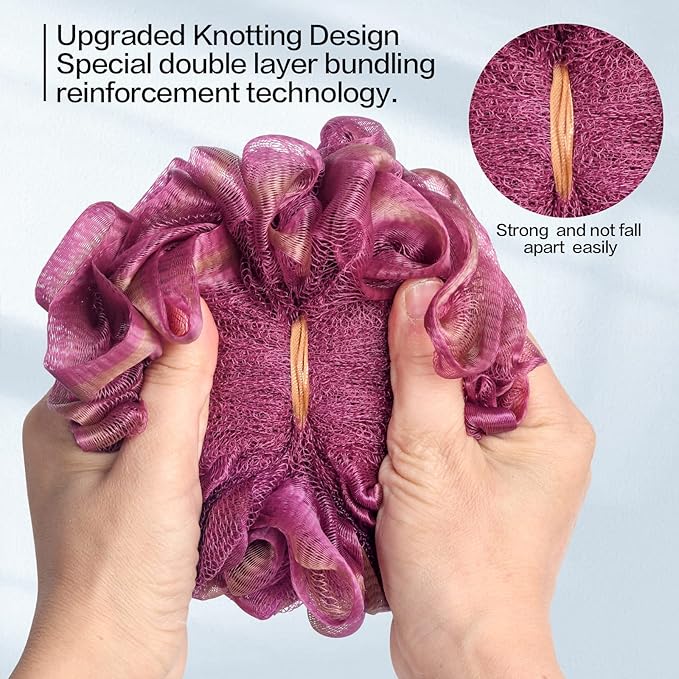 Fishent Shower Sponge Shower Loofah, Body Wash Loofah Sponge Body Scrubber, 3 Pack 60g Large Size Lofas for Shower, Cleaning Loofahs Sponge Body Sponges for All Skin Types