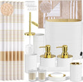 Bathroom Set - Bathroom Sets with Shower Curtain and Rugs, 25PC Bathroom Accessory Set, White Bathroom Accessories Set with Trash Can, Soap Dispensers