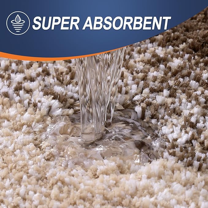 OLANLY Bathroom Rug Set 2 Piece, Soft Absorbent Microfiber Bath Rug Set, Non-Slip, Machine Wash Dry, Plush Shaggy Bath Mats for Bathroom (47"x20"+24"x16", Light Brown)