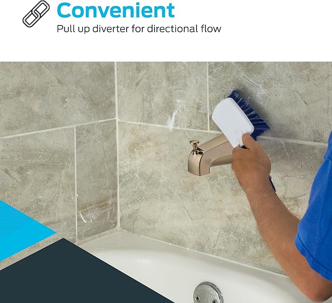EZ-FLO 5 Inch Zinc Bath Tub Diverter Spout, 1/2 Inch IPS Pipe, Brushed Nickel, 15080