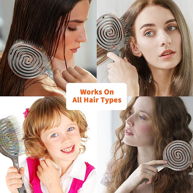Detangling Wet Hair Brush for Thin or Straight Hair, Vented Detangler Hairbrush with Double-Layered Ultra and Soft-Nylon Bristles for Wet or Dry Hair, Gift for Women Girls Kids