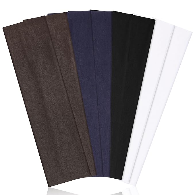 Headbands for Women, 8pcs Stretchy Non Slip Soft Cotton Cloth Hair Bands for Sports, Workout, Yoga and Running