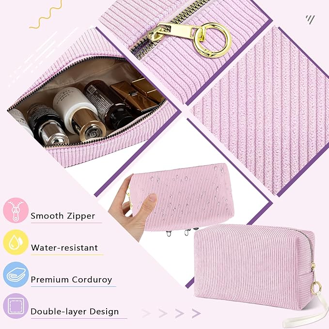 Tampon Holder for Purse, Corduroy Period Bag Sanitary Napkin Storage Bag for Girls Womens, Portable Feminine Emergency Pad Period Pouch(Pink)