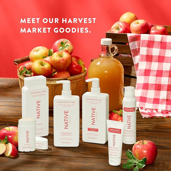 Native Body Wash with Naturally Derived Ingredients - Honey Crisp & Cider - For Women & Men, Sulfate, Paraben, & Dye Free Leaving Skin Soft and Hydrating | Fall Seasonal Scent Bundle, 18 oz - 2 Pk