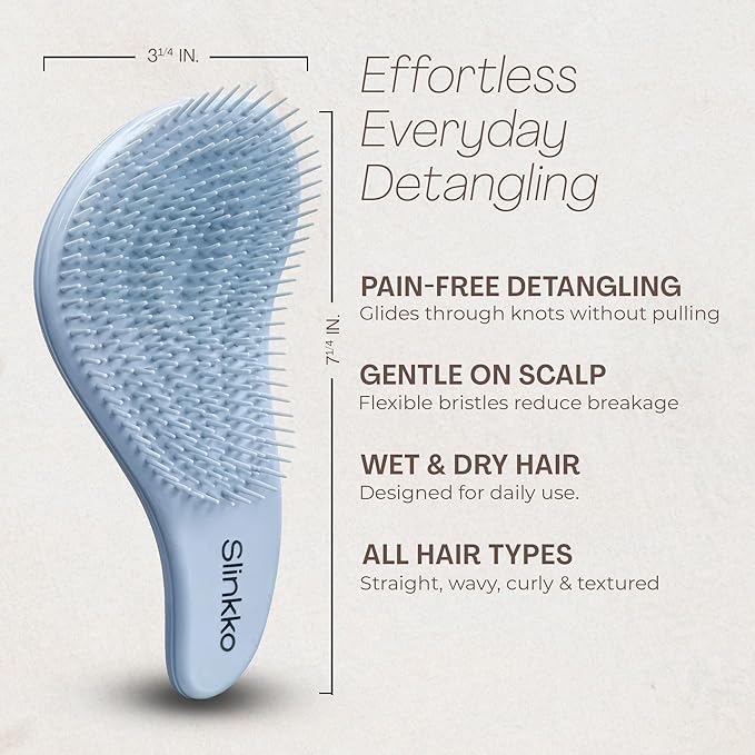 Classic Detangling Hair Brush for Wet & Dry Hair, Flexible Bristles, Anti-Breakage Hair Brush for Everyday Use – Matte Black