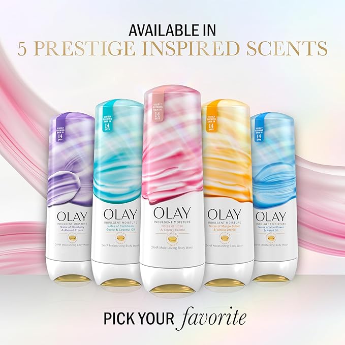 Olay Body Wash for Women, Indulgent Moisture, 24hr Moisturizing & Nourishing Formula, Infused with Vitamin B3 Complex, Luxurious Fragrances, Moonflower & Neroli Oil Scent, 20 fl oz