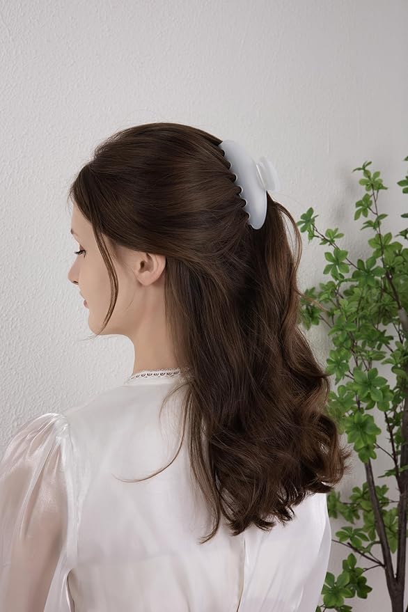 Durable Acetate Hair Clips - 4-Inch Pearl white Claw Clips for Fine and Thick Hair (Pearl white)