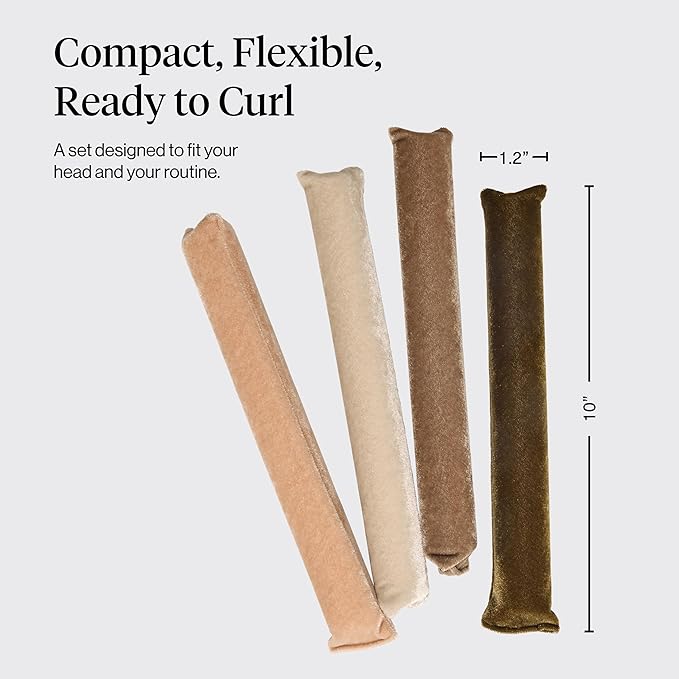 Kitsch Satin Hair Curlers, Heatless Curling Rod - Jumbo Flexi Rod for Heatless Curls Overnight, Comfortable Hair Curlers to Sleep In for Frizz-Free, No Heat Damage Styling - 4pcs Eucalyptus