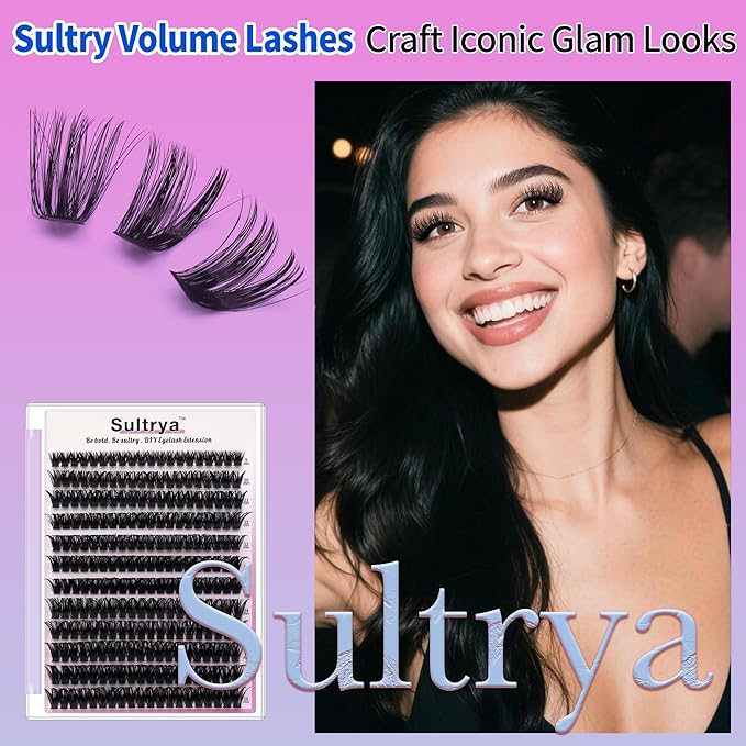 DIY Eyelash Extensions False Eyelashes Lash Clusters Volume Lashes Thick Fluff 9-16mm Individual 240pcs Cluster Voluminous Black D Curly Wispy Fake Mink for Dramatic Look Natural (80D)