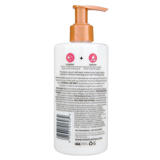 Tree Hut Pink Champagne Hydraglow Body Serum, Brighten & Hydrate, with Hyaluronic Acid, Vitamin C & Niaciamide, 11 Oz.