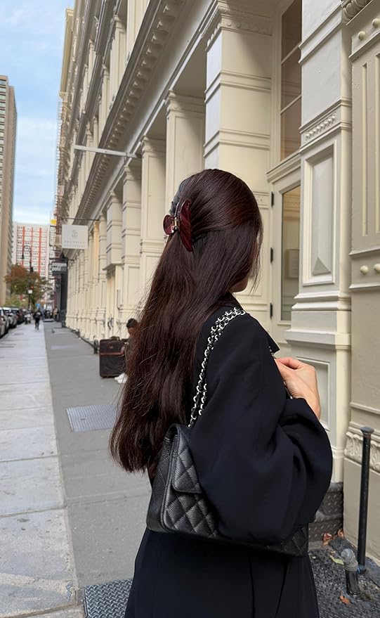 Luxury Burgundy Claw Clip for Women | Our Acetate Burgundy Hair Clip Feels Light, Looks Smooth and is Easy to Wear | Use for easy Half Ups with No Snagging and a Secure Grip in a Large Four Inch Size