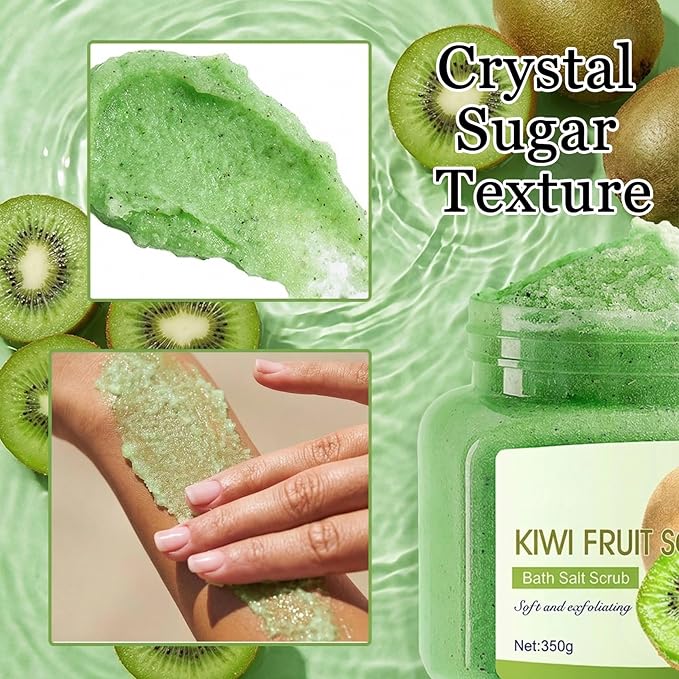 Kiwi Body Exfoliator, Deep Cleaning Exfoliating Body Scrub, Moisturizing Nourishing Salt Rose Body Scrub, 350 g