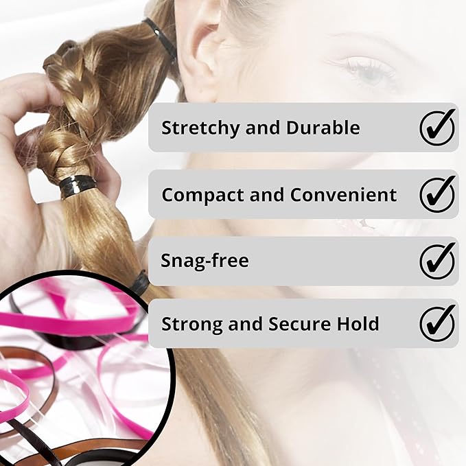 Blax Clear Hair Elastics – Snag-Free Transparent Hair Ties, No-Damage Hair Rubber Bands, 4mm 8 Count (Pack of 2)