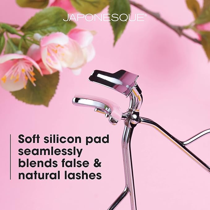 JAPONESQUE False Lash Fuser and Curler - Fuse Natural Lashes to False Eyelashes - No More Flyaway Corners! Great Tool for Short Natural Lashes