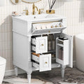 Harper & Bright Designs 24" Bathroom Vanity with Sink, Free Standing Bathroom Vanity Set with Flip Drawer, 2 Drawers, and Adjustable Shelf, Wood Storage Cabinet with Ceramic Basin for Bathroom, White