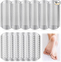 Moxweyeni 12 Pack Silver Foot File Callus Remover Replacement Blades Metal File Callus Remover Hard Skin Remove Stainless Steel 2 Designs Big/fine Hole for Detachable Foot Scrubber