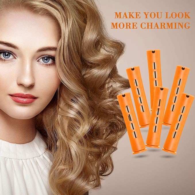 WILLBOND 36 Pieces Cold Wave Rod Hair Perm Rods Hair Rollers Perming Curlers with Steel Rat Tail Comb for Hairdressing Styling