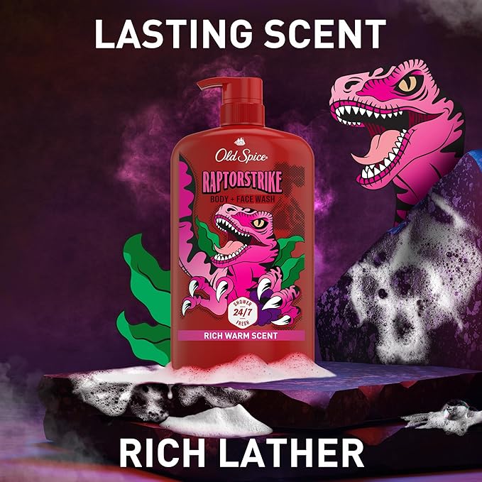 Old Spice Cleansing Body Wash for Men,3X Defense,24/7 Shower Fresh with Lasting Scent,2-in-1 Body & Face Wash,Raptorstrike with Dark Berry Scent,33.4 oz,(Pack of 2)