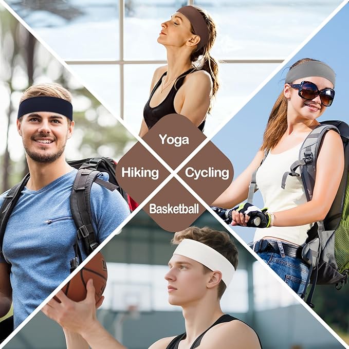 12 Pack Headbands for Women, Elastic Soft Hair Bands for Workout, Yoga, Running, Fitness