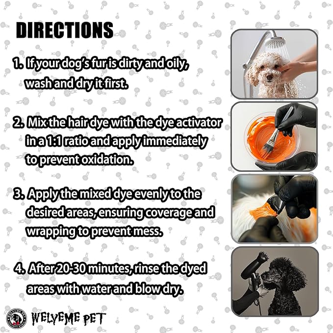 Black Pet Hair Dye Kit, Permanent Dog Hair Dye with Hair Color Whisk, Brush, Mixing Bowl, and Glove(SuperBlack)