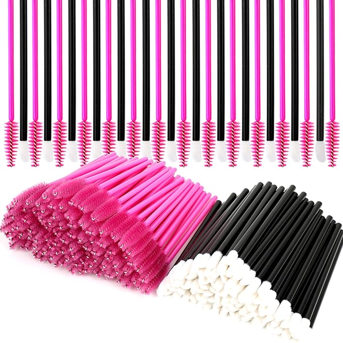 Teenitor 200 Pcs Mascara Wands & Lip Applicators Disposable, Lip gloss Lipstick Tester Disposable Makeup Applicators, Hot Red