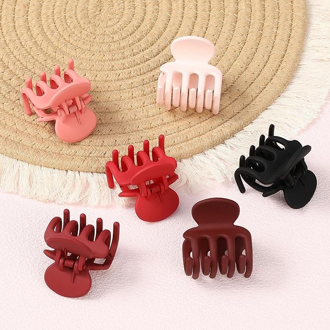 6 Pcs Hair Clips Small Claw Clips for Thin Hair Medium Matte Non-slip Hair Accessories for Women and Girls (Red)
