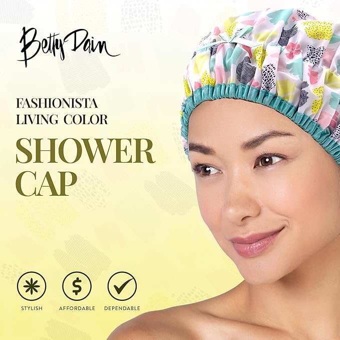 Reusable Shower & Bath Cap & Lined, Oversized Waterproof Shower Caps Large Designed for all Hair Lengths with PEVA Lining & Elastic Band Stretch Hem Hair Hat - Fashionista Living Color