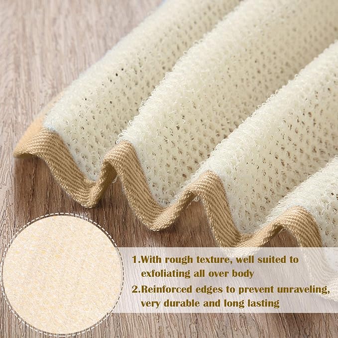 Tatuo 5 Pcs Exfoliating Face and Body Wash Cloths Towel Weave Bath Exfoliating Scrub Massage Bath Cloth for Women and Men, 10.63 x 9.05 Inch(Brown Edge)