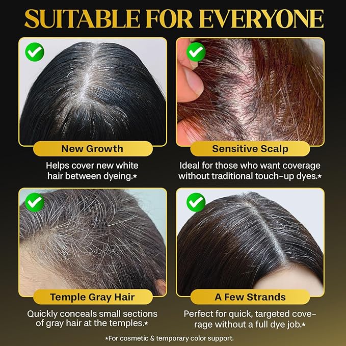 Safe and Convenient Comb Hair Dye,Portable Color Touch-Up Wand Waterproof and Sweat-Proof,Quick Touch-Ups,Instantly Covers Gray Roots Precision Brush-0.7Fl.oz (black)