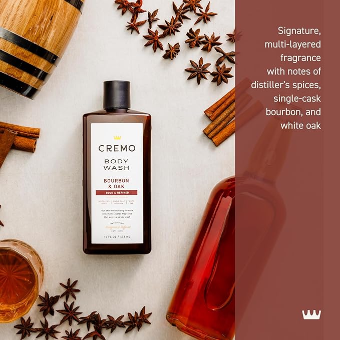 Cremo Body Wash for Men, Rich-Lathering Bourbon & Oak,16 Fl Oz