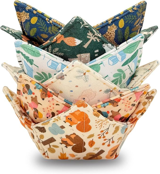 Cotton Microwavable Bowl Cozy ，Set of 6，Microwave-Safe Hot Bowl Holders, Soup Bowl Cozy Hot Pads，Prevent Hand from Heat and Maintain Food Warm，Ideal Household Gift Store (H)