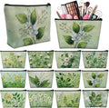 Sweetude 12 Pcs Spring Flower Makeup Bag Bulk Green Portable Travel Cosmetic Bags with Zipper Green Plant Floral Waterproof Roomy Travel Beauty Toiletry Organizer Storage Pouch for Women Spring Gifts