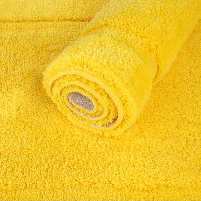 SHACOS Super Soft Bathroom Rugs Set of 2 Pieces 20x32 inch Non Slip Fluffy Absorbent Bath Mats Washable Bath Rugs for Bathroom Shower Tub, Yellow