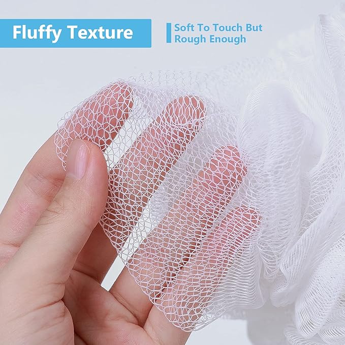 VANZAVANZU Bath Loofah Large 80g Shower Sponge Body Scrubber Mesh Pouf for Men and Women, Set of 4 (Multicolor)