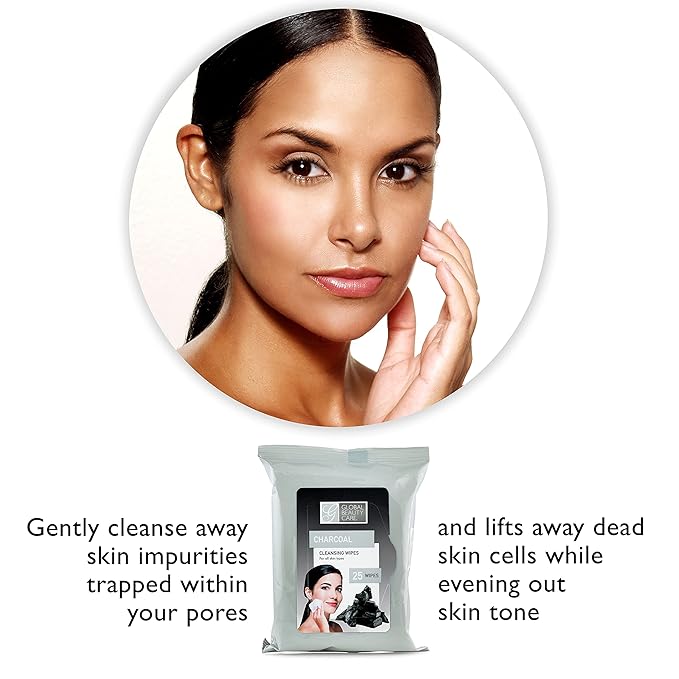 Global Beauty Care Bulk Cleansing Wipes Premoistened 4 Pack of Charcoal Cleansing Cloths Makeup Removal Wipes - Great For Travel Toiletries - 100 ct.(4-Pack)