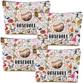 4pcs Baseball Gifts Makeup Bag, Baseballs Coaches Cosmetic Bag Christmas Birthday Gifts for Women Female Coaches Girls Sister BFF, Baseball Stuff Sports Lover Gift Travel Toiletry Bags