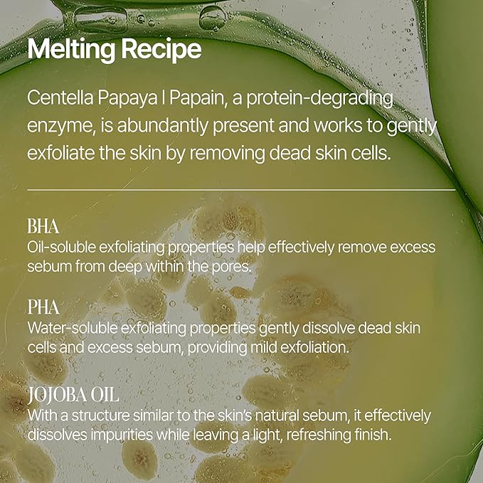 shaishaishai GREEN PAPAYA Pore Deep Cleansing Balm, Makeup Remover, Gentle Exfoliating, Pore Cleaner, Black Head Remover for Face, Oil Cleanser with Jojoba Oil, Korean Skin Care, 2.87oz