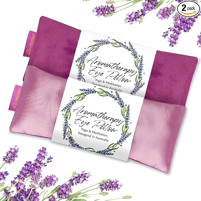 Weighted Eye Mask for Sleep, Yoga, Meditation, Lavender Eye Pillow Heated for Headache, Sinus, Dry Eyes Relief, Moist Heat Mask Purple Relaxation Gifts for Women (Purplex2)
