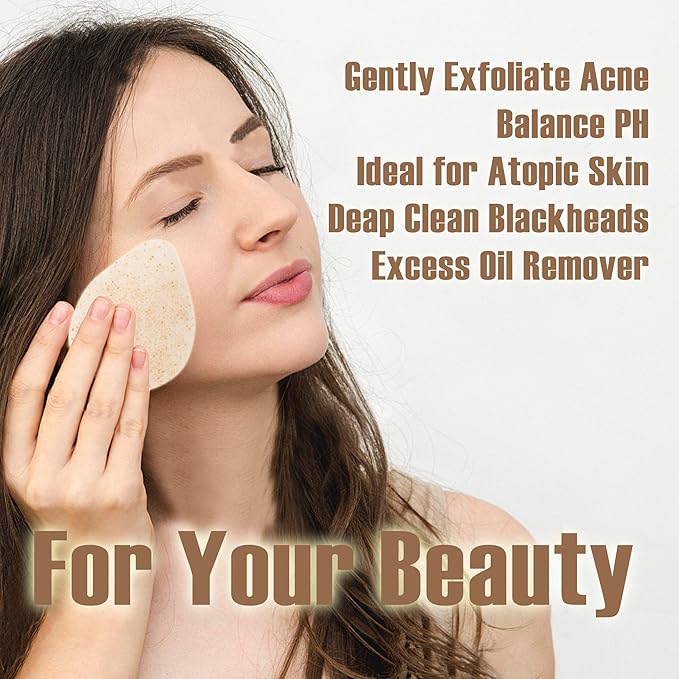 Natural Walnut Konjac Facial Sponges - Waterdrop- for Gentle Face Cleansing and Exfoliation Eco-Friendly - Skincare Face Body Washing Cleaning - with Walnut + Konjac,1pc.